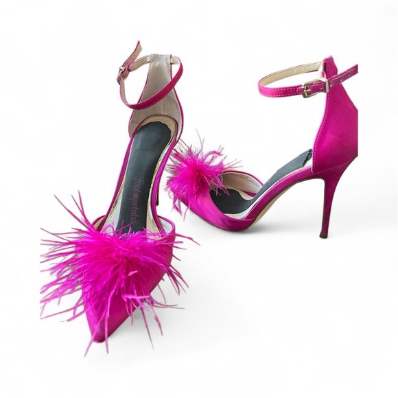 Jessica Simpson Pink Ostrich Feathered Women's Heels - Picture 1 of 6